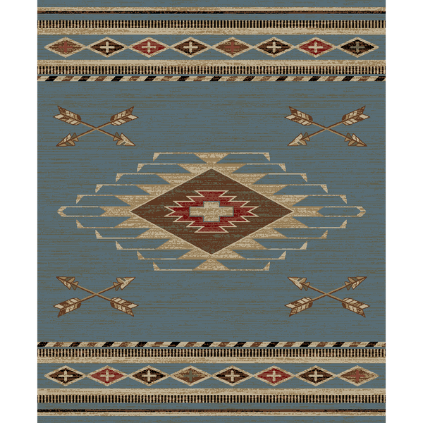 American Southwestern Blue Arrowhead Rug - Olde Glory