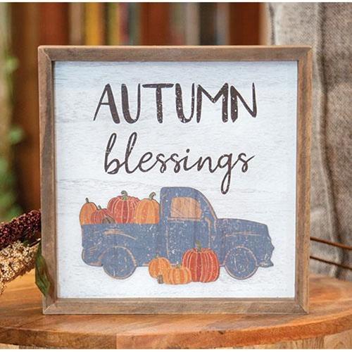 Autumn Blessings Pumpkin Truck Framed Sign - Olde Glory