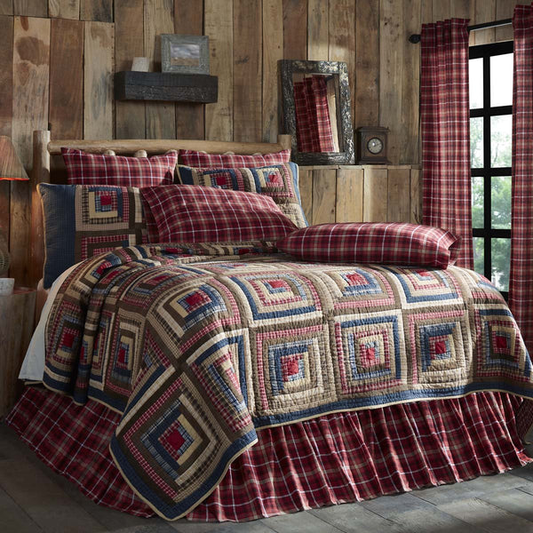 Braxton Log Cabin Quilted Bedspread - Olde Glory