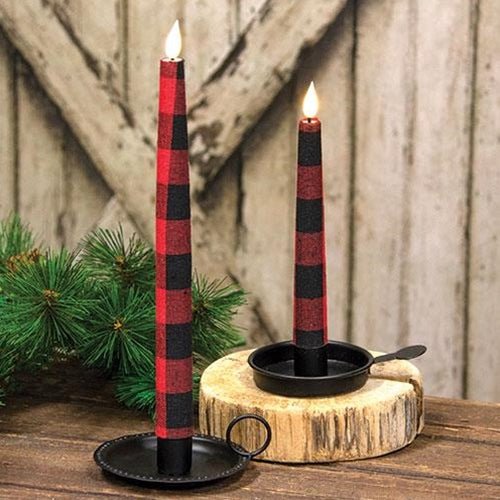 Buffalo Check Lodge Timer Taper Candle - Olde Glory