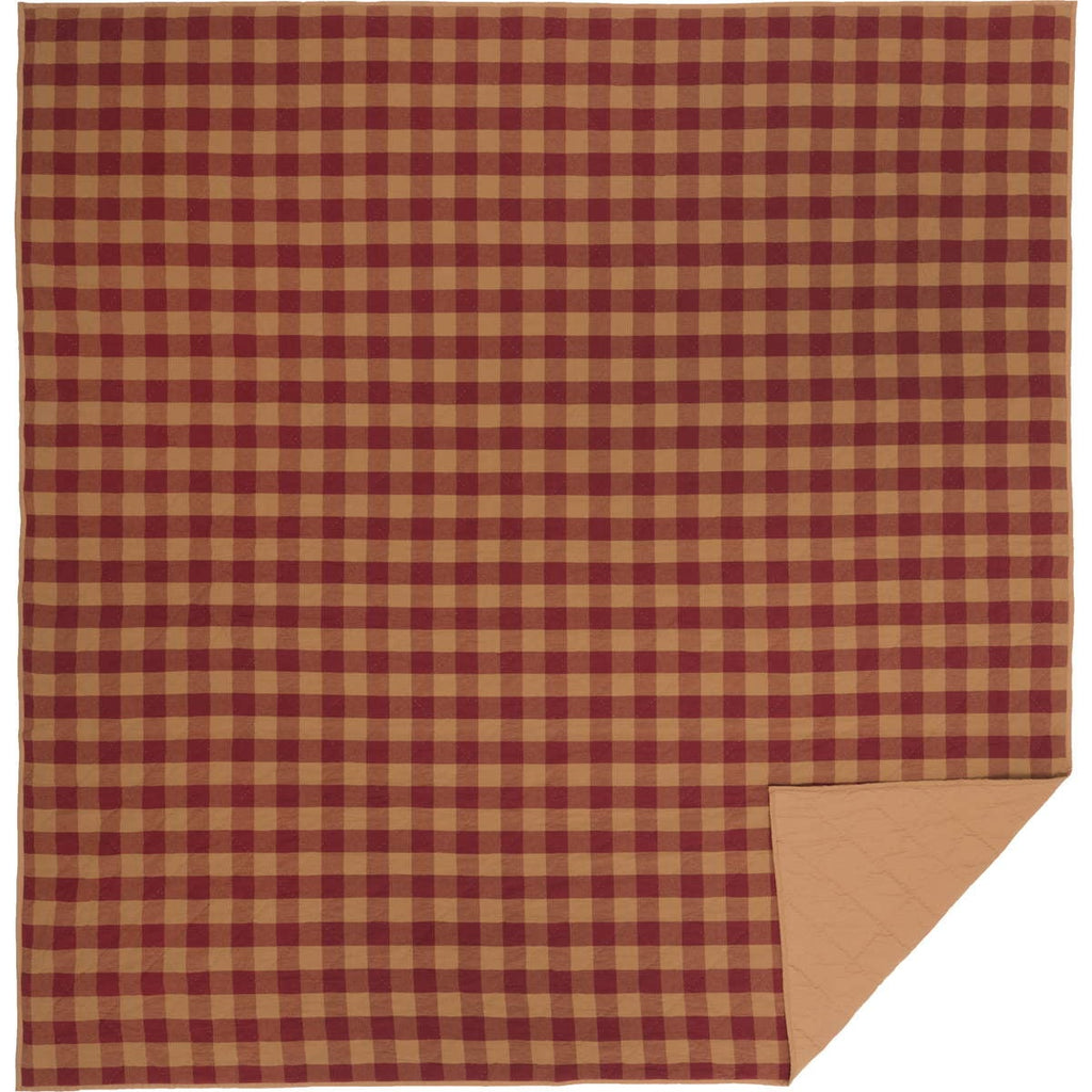 Burgundy Check Quilt Coverlet - Olde Glory