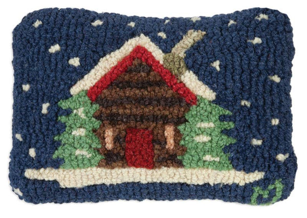 Cabin in the Snow Hooked Cushion - Olde Glory