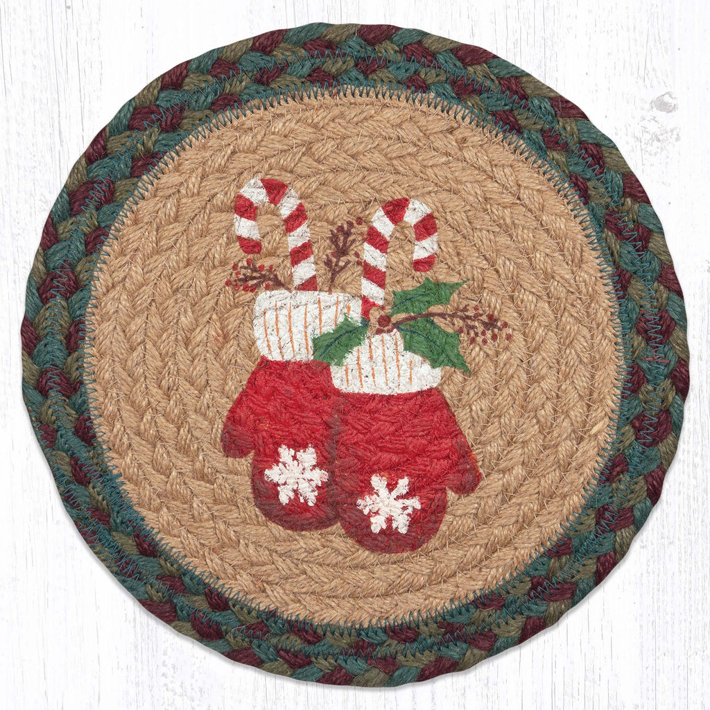 Candy Cane Mittens Braided Trivet - Olde Glory