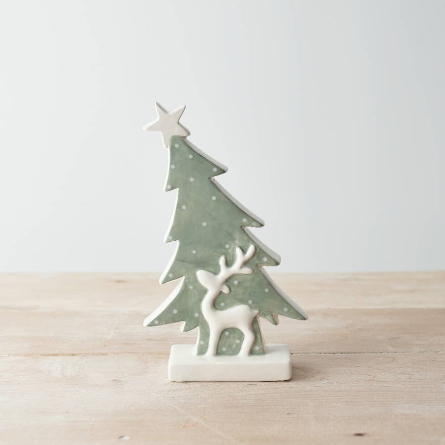 Ceramic Tree and Reindeer Decoration - Olde Glory