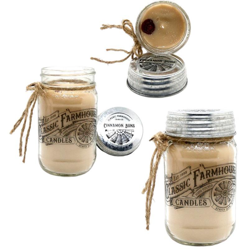 Cinnamon Buns Farmhouse Mason Jar Candle - Olde Glory