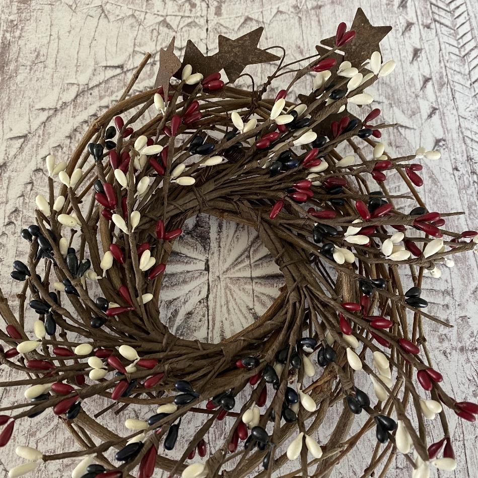 Country Mix Pip Little Berry Wreath with Stars - Olde Glory
