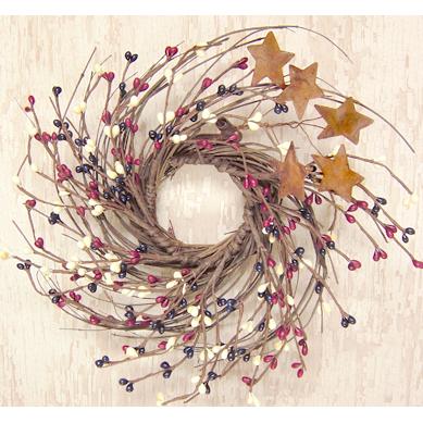 Country Mix Pip Little Berry Wreath with Stars - Olde Glory