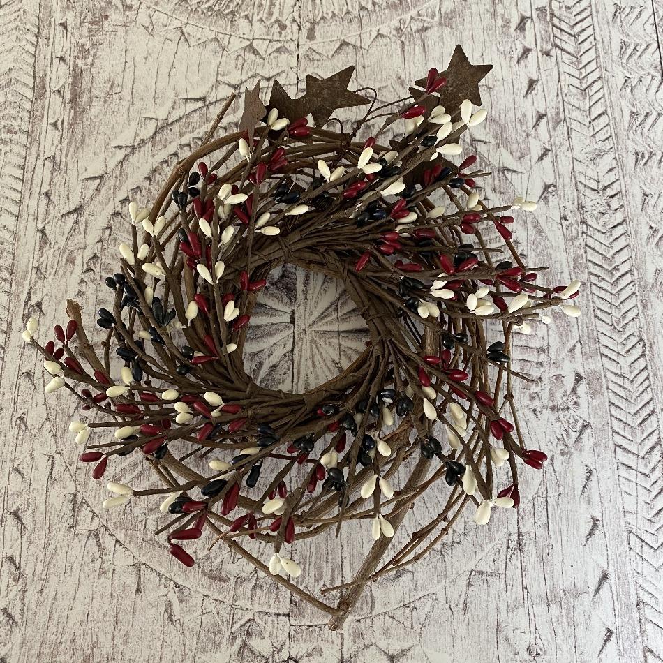 Country Mix Pip Little Berry Wreath with Stars - Olde Glory