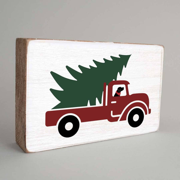 Dog Tree Truck Decorative Wooden Block - Olde Glory