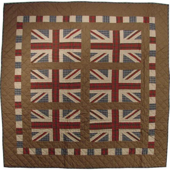 Earthy Union Jack Throw Quilt - Olde Glory