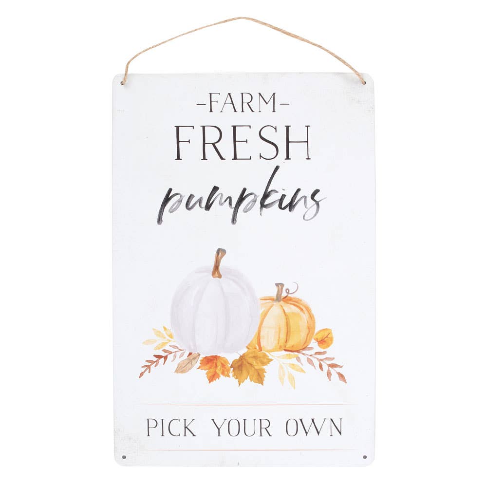 Farm Fresh Pumpkins Autumn and Fall Metal Hanging Sign - Olde Glory