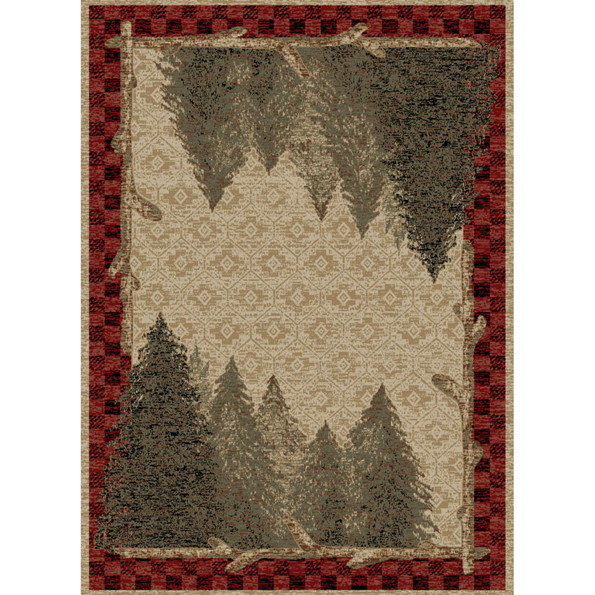Forest Pathway Rug Forest Log Cabin Style Rug | Log Cabin Themed Rugs Quilts Decor UK ...