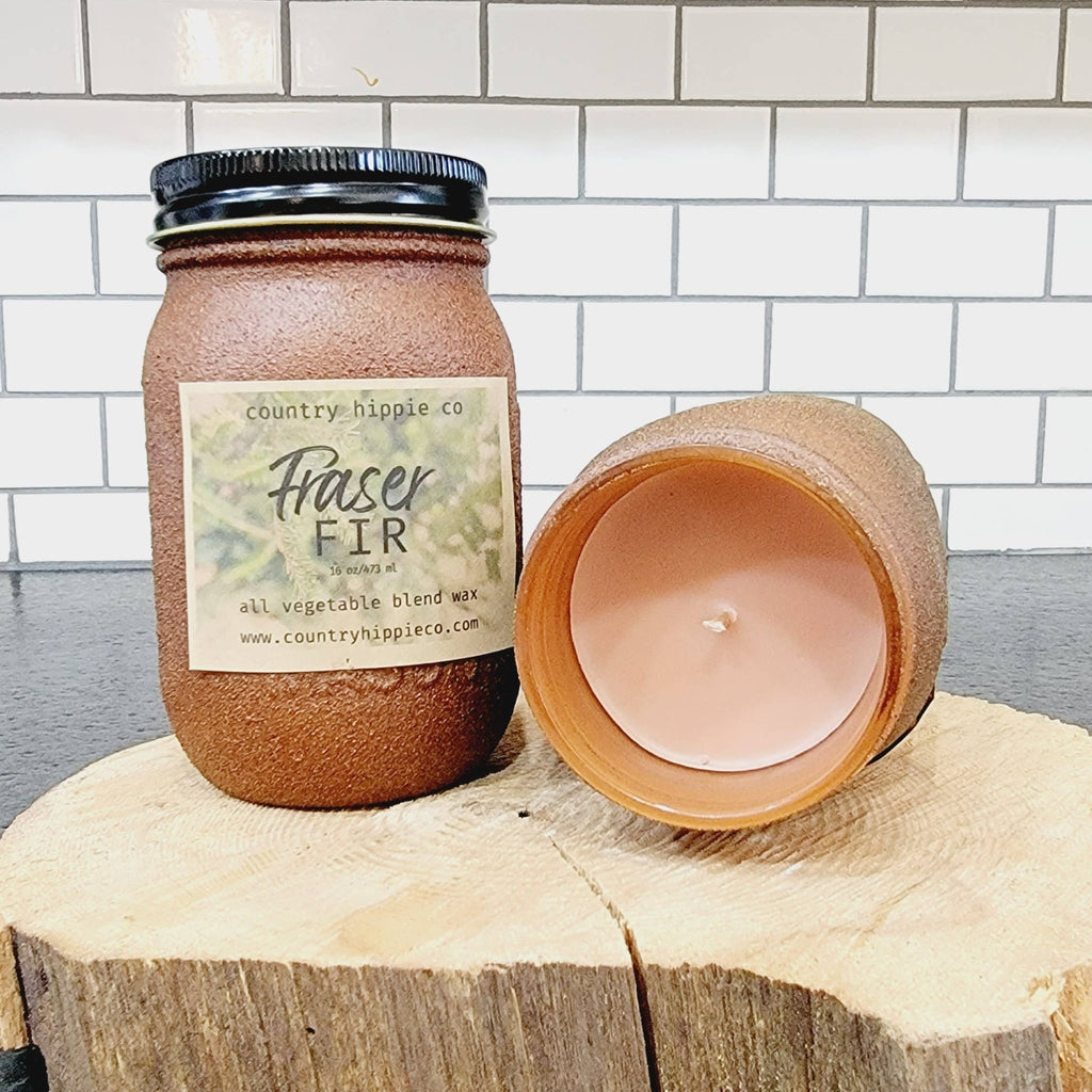 Fraser Fir Primitive Rustic Farmhouse Mason Jar Candle Olde Glory