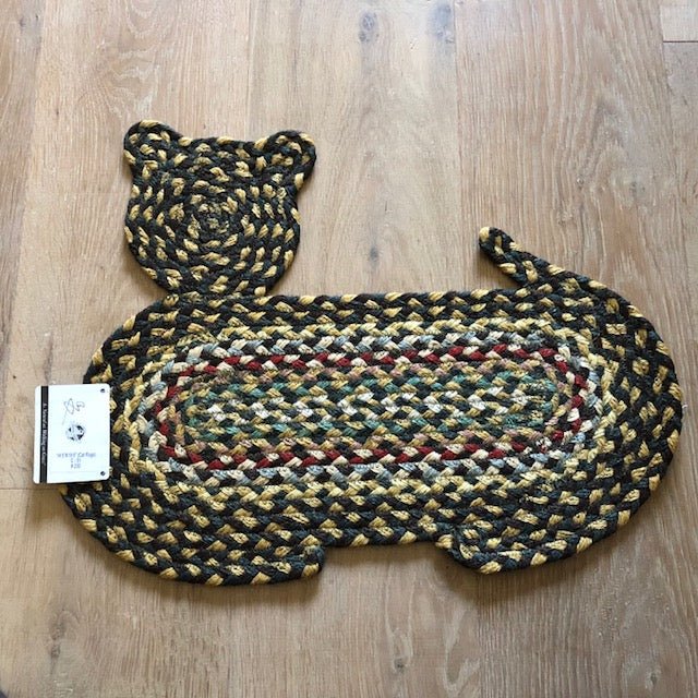 Green and Mustard Cat Braided Rug - Olde Glory