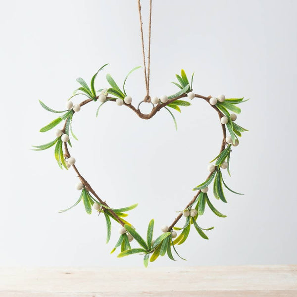 Hanging Mistletoe Heart Decoration - Olde Glory