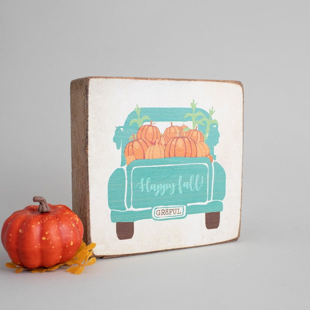 Happy Fall Pumpkin Truck Block Sign - Olde Glory