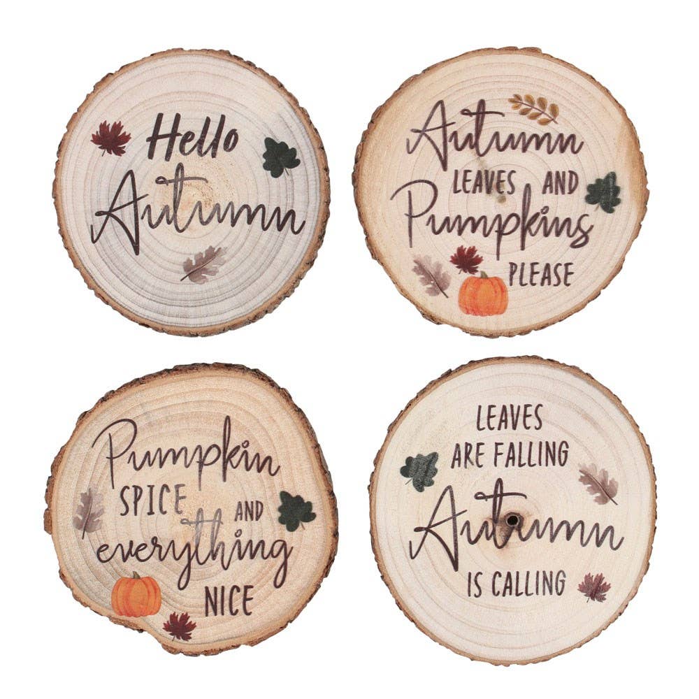 Hello Autumn Wood Slice Coaster Set - Olde Glory