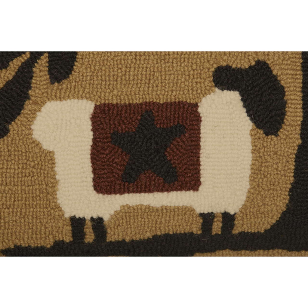 Heritage Farms Sheep & Star Hooked Cushion - Olde Glory
