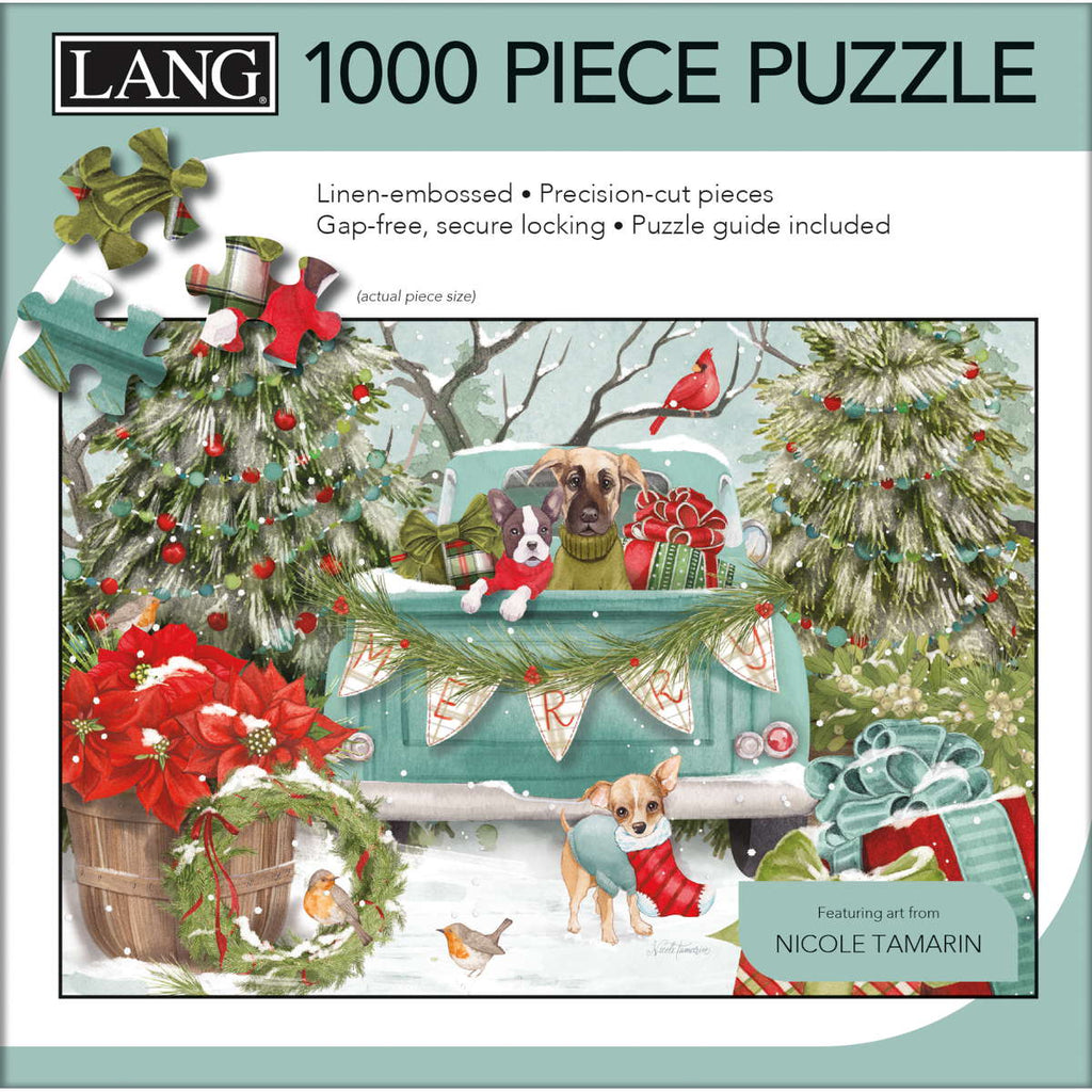 LANG Merry Dogs 1000 Piece Jigsaw Puzzle - Olde Glory