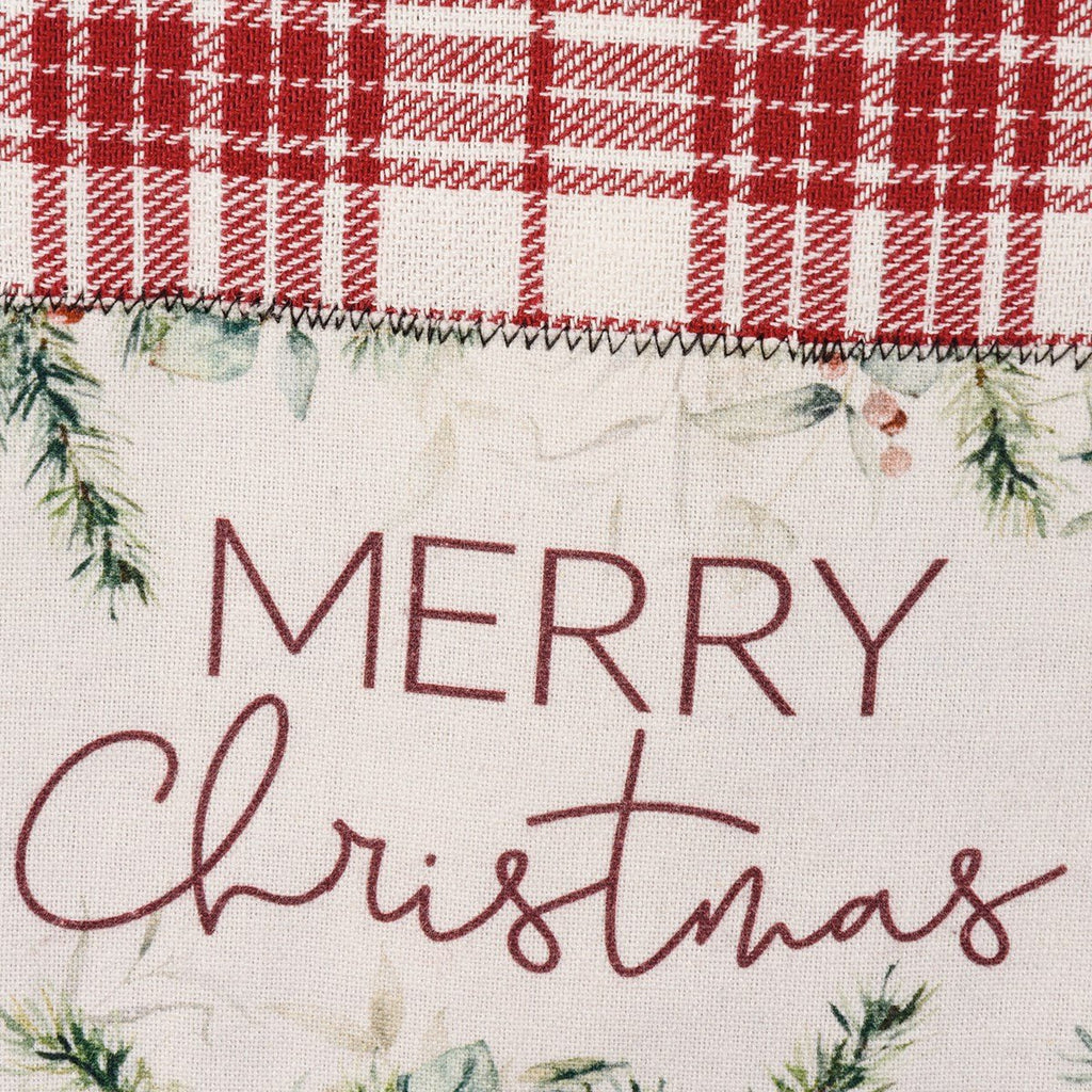 Merry Christmas Greenery Check Towel - Olde Glory