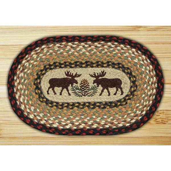 Moose and Pinecone Braided Jute Mat or Trivet Log Cabin Decor UK