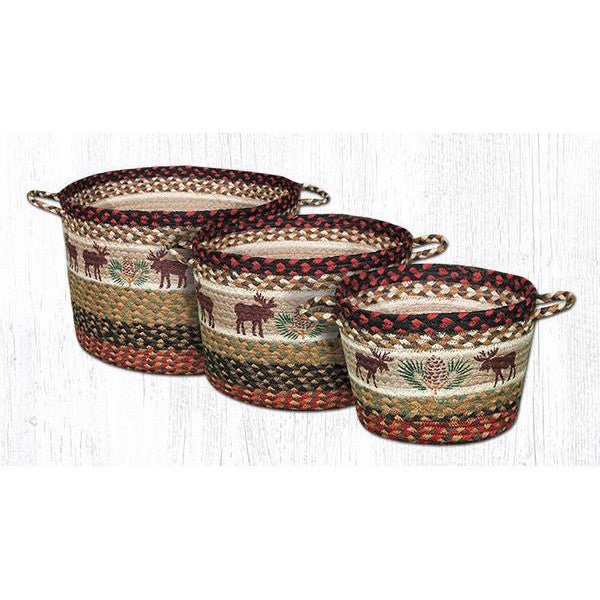 Moose and Pinecones Braided Storage Basket - Olde Glory