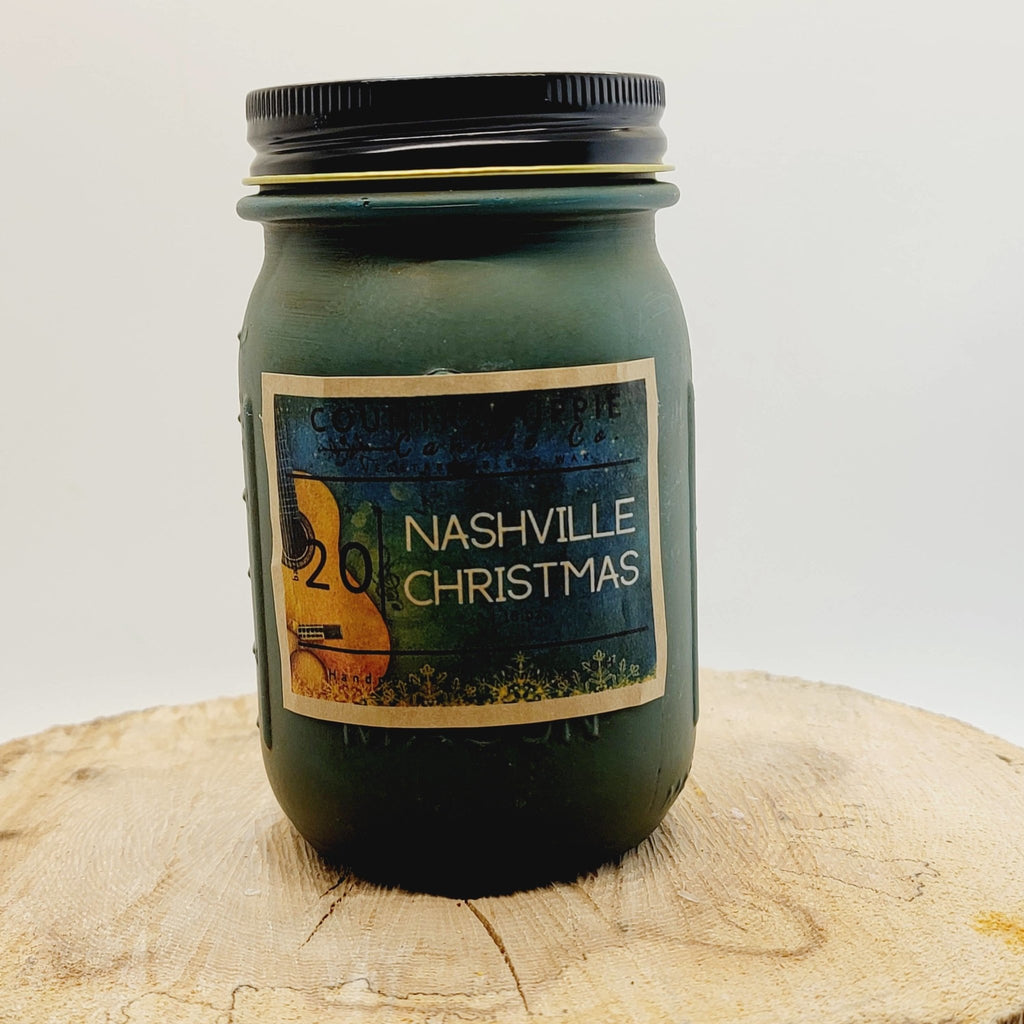 Nashville Christmas Painted Rustic Farmhouse Jar Candle Olde Glory
