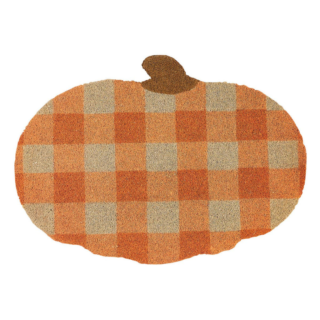 Orange Gingham Pumpkin Doormat - Olde Glory