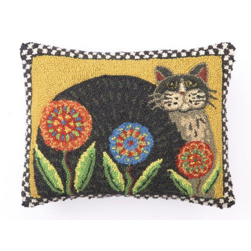 Penny Flower Cat Hooked Cushion - Olde Glory