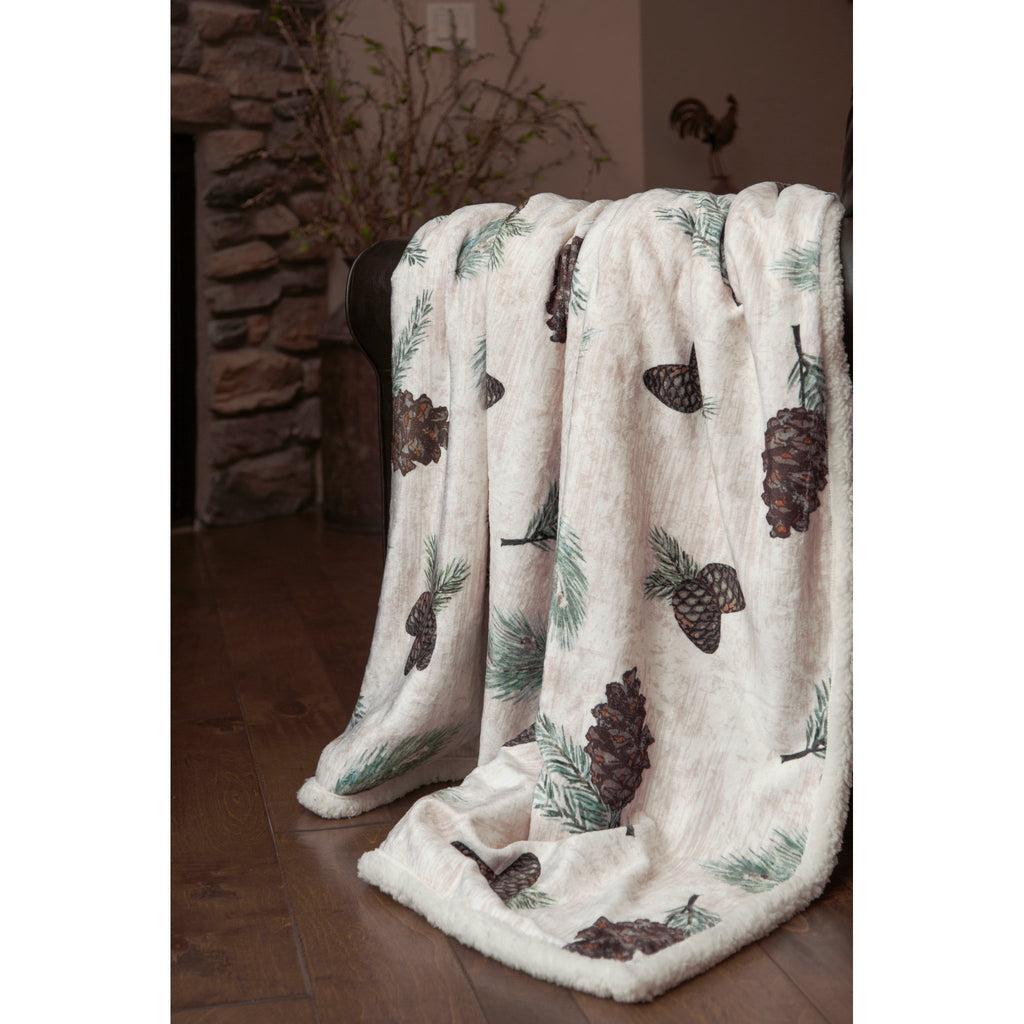Pinecone Rustic Cabin Plush Throw - Olde Glory