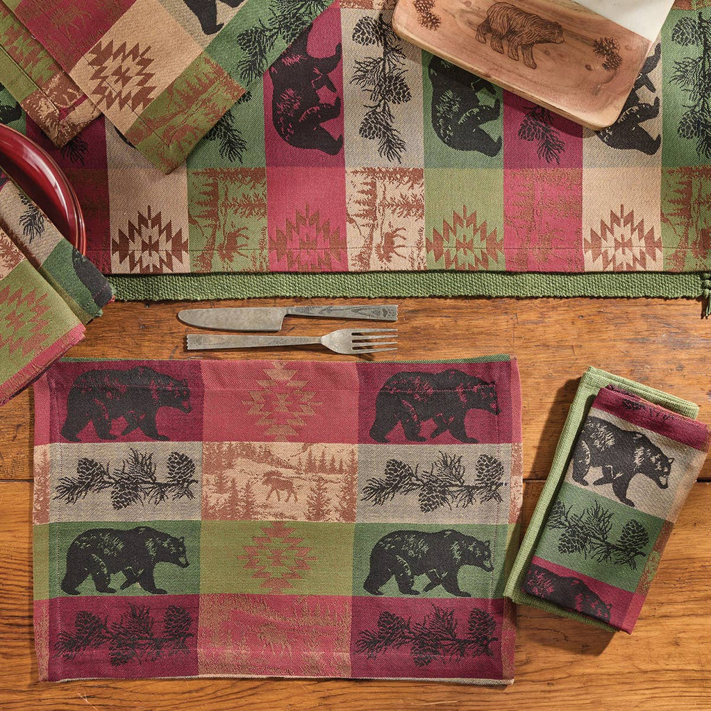 Pinecones And Trees Jacquard Table Runner - Olde Glory