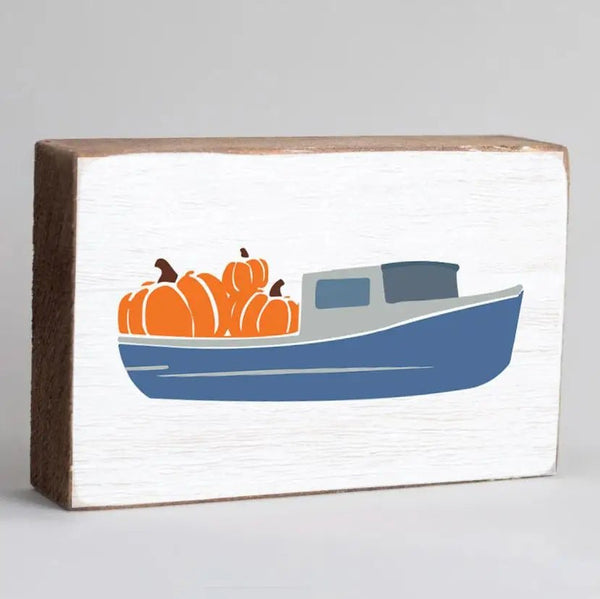 Pumpkin Lobster Boat Block Sign - Olde Glory
