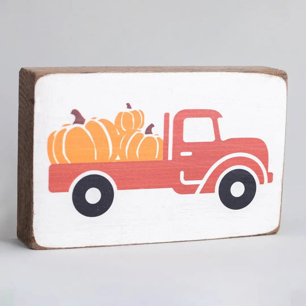 Pumpkin Truck Decorative Block Sign - Olde Glory