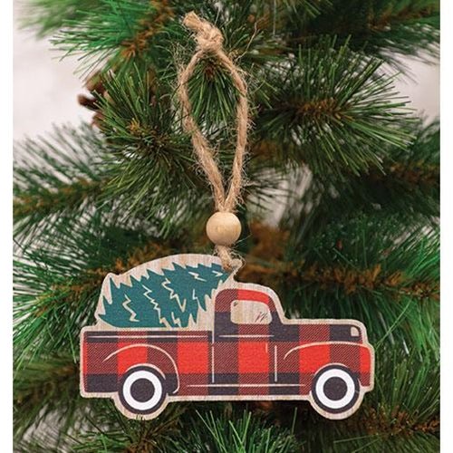 Red and Black Buffalo Check Truck Ornament - Olde Glory