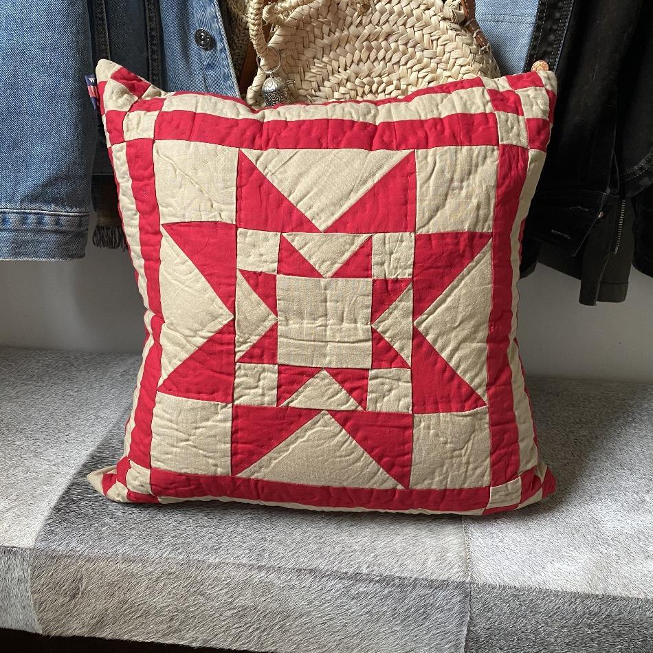 Red Tea Dyed Guiding Star Cushion - Olde Glory