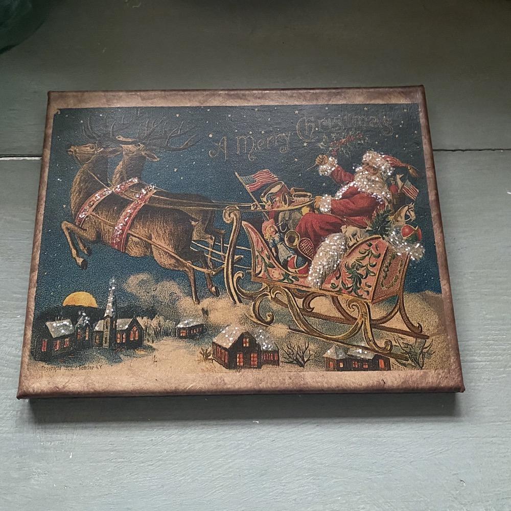 Reindeer and Sleigh Vintage Style Canvas - Olde Glory