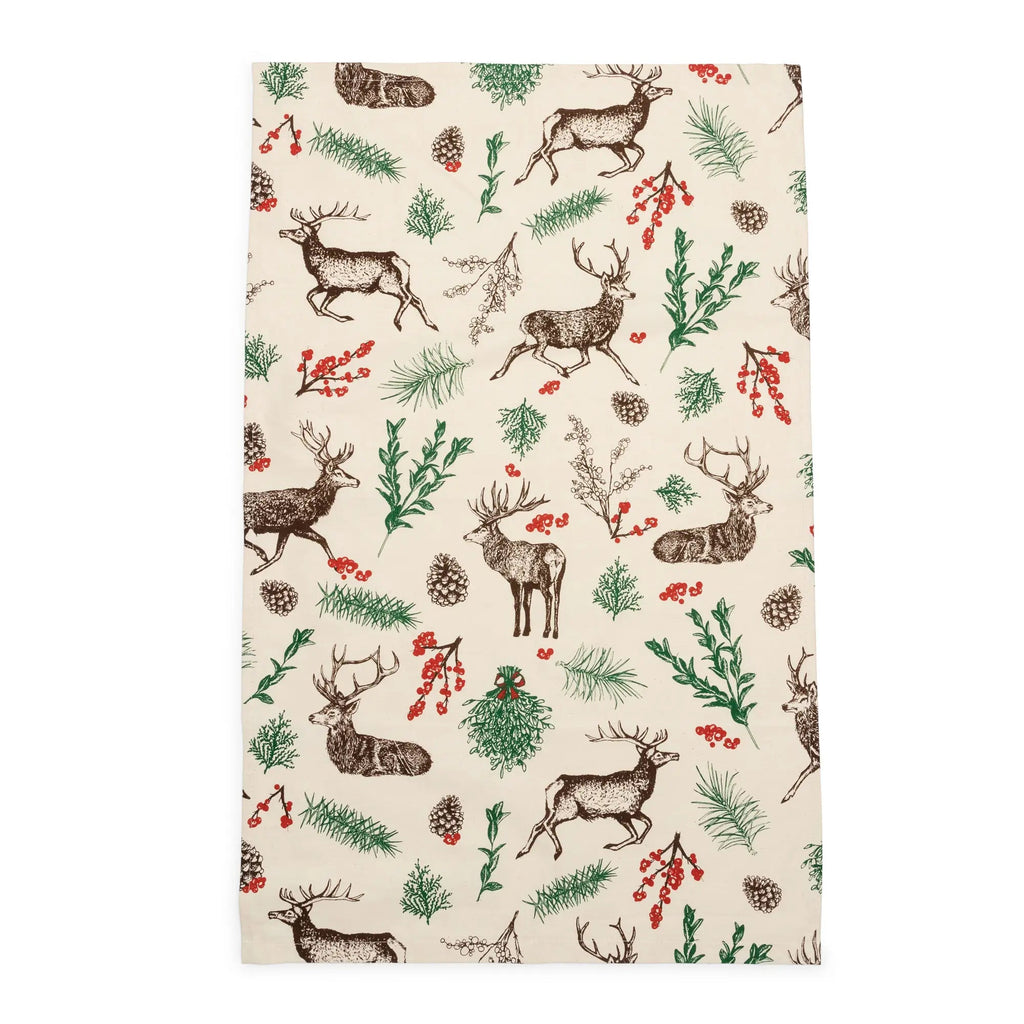 Reindeer and Winter Florals Dish Towel - Olde Glory