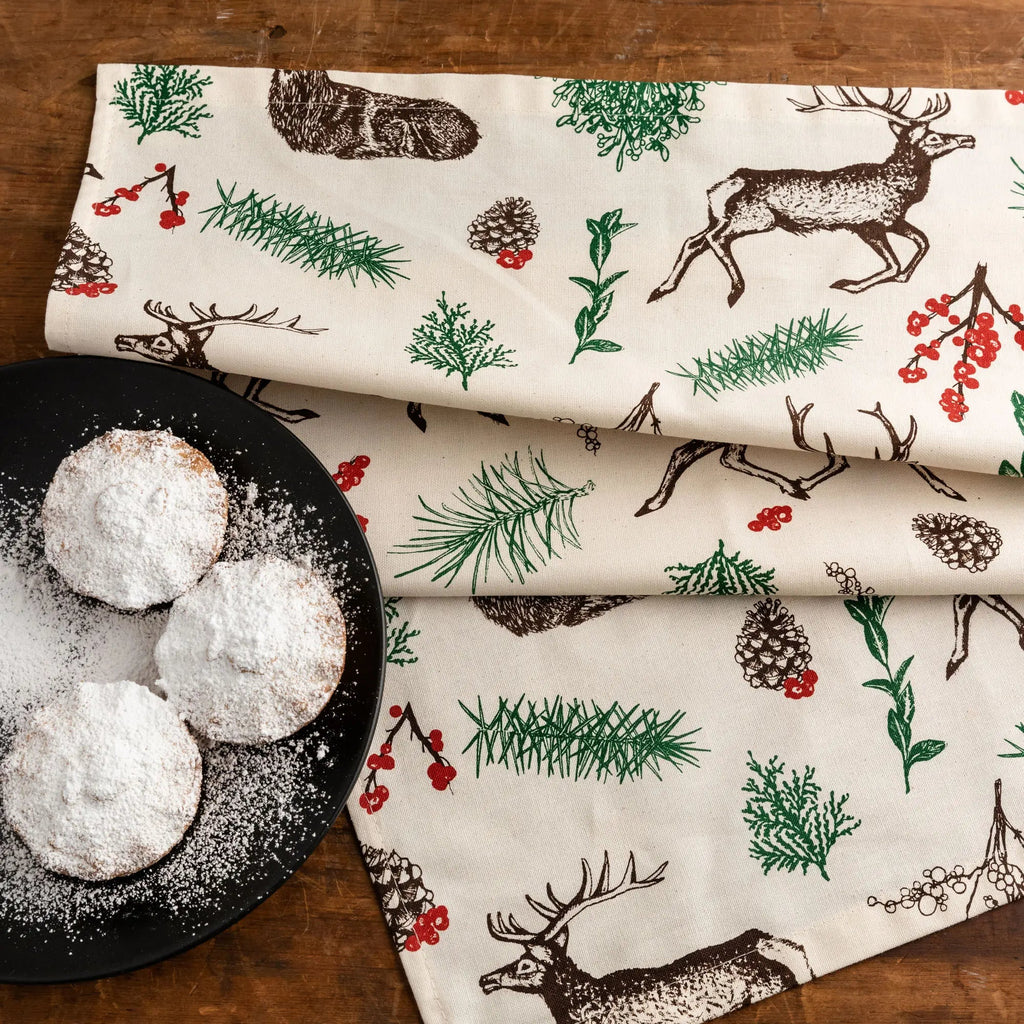 Reindeer and Winter Florals Dish Towel - Olde Glory