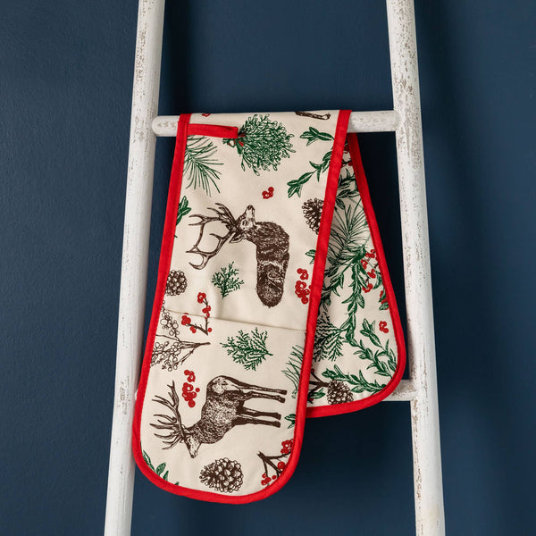 Reindeer and Winter Florals Oven Gloves - Olde Glory