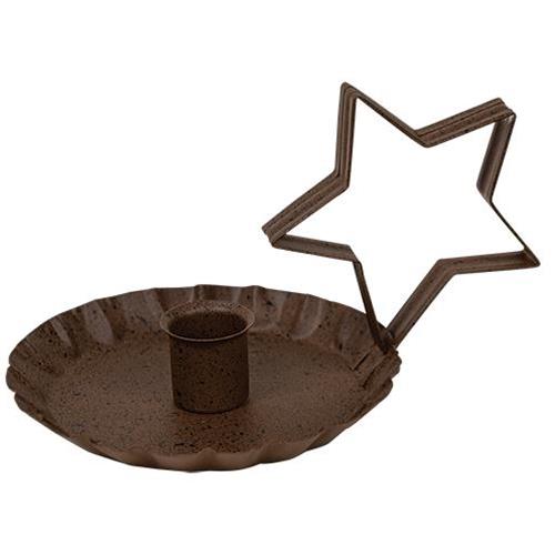 Rust and Black Star Taper Candle Holder - Olde Glory
