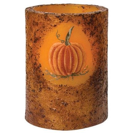 Rustic Pumpkin Timer Pillar Candle - Olde Glory