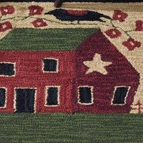 Saltbox House and Flowers Hooked Folk Art Rug - Olde Glory