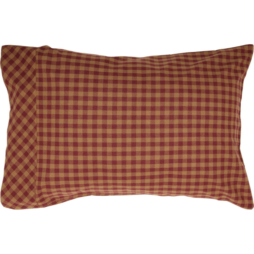Set of 2 Burgundy Check Pillow Cases - Olde Glory