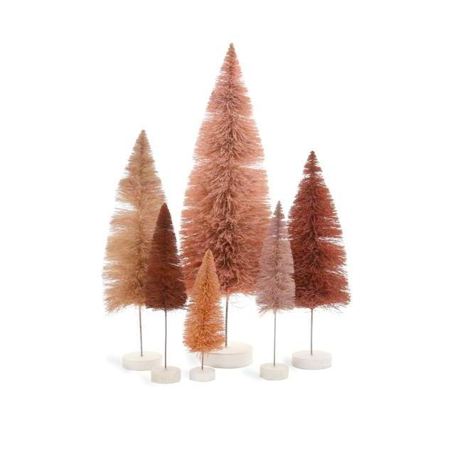 Set of 6 Rose Rainbow Bottle Brush Trees - Olde Glory