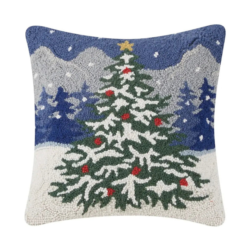 Snowy Christmas Tree Hooked Cushion - Olde Glory
