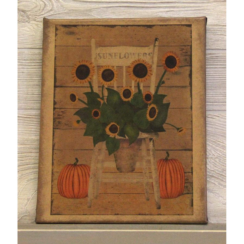 Sunflower Chair Folk Art Canvas