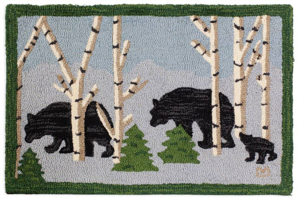 Three Bears in The Woods Hooked Rug - Olde Glory