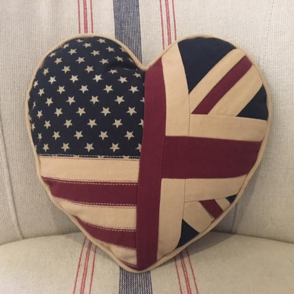 Union Jack American Flag Heart Cushion - Olde Glory