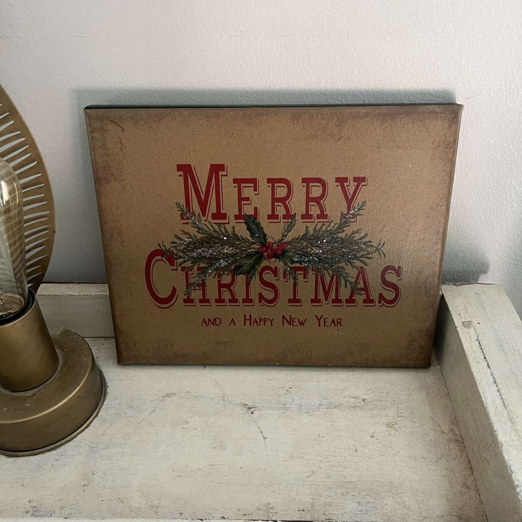 Vintage Style Red Typeface Merry Christmas Canvas - Olde Glory