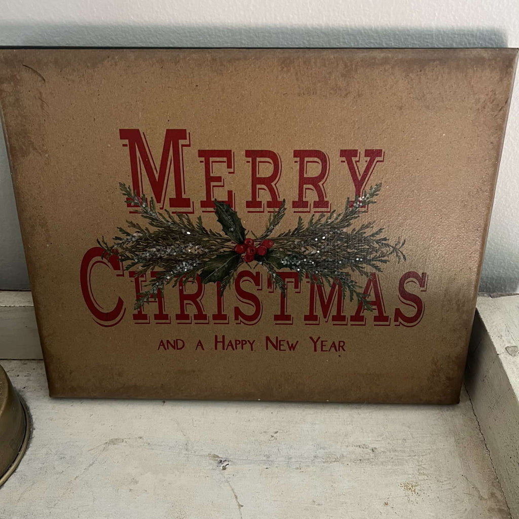 Vintage Style Red Typeface Merry Christmas Canvas - Olde Glory